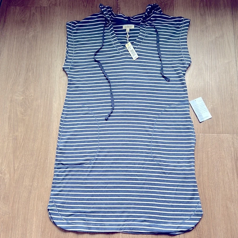 NWT Max Studio Women’s Striped Hooded Short Dress Size Small - Picture 5 of 16